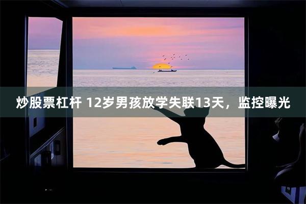 炒股票杠杆 12岁男孩放学失联13天，监控曝光