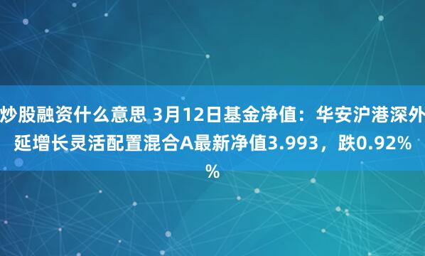 炒股融资什么意思 3月12日基金净值：华安沪港深外延增长灵活配置混合A最新净值3.993，跌0.92%